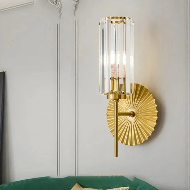 crystal wall sconce, installed in a room interior setting