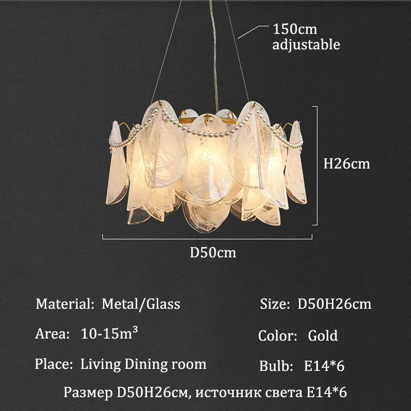 Modern gold chandelier with three-color changeable light and E14 bases