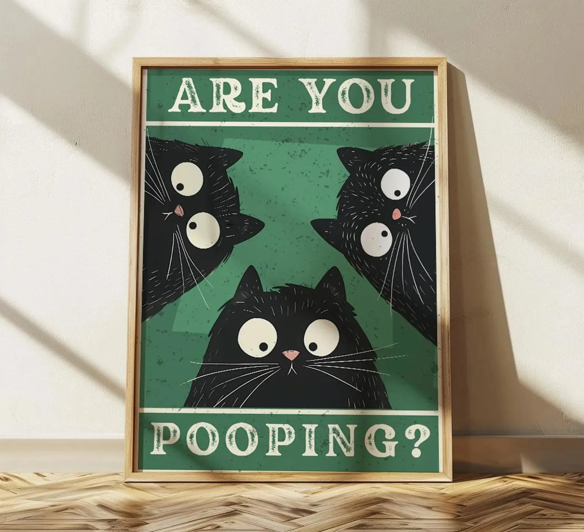 Wash Your Paws Black Cat Bathroom Canvas Wall Art