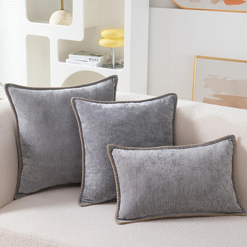 Solid Chenille Throw Pillow Cover — styling detail