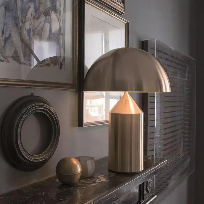 Luxury gold Nordic LED table lamp white large EU plug warm white front view