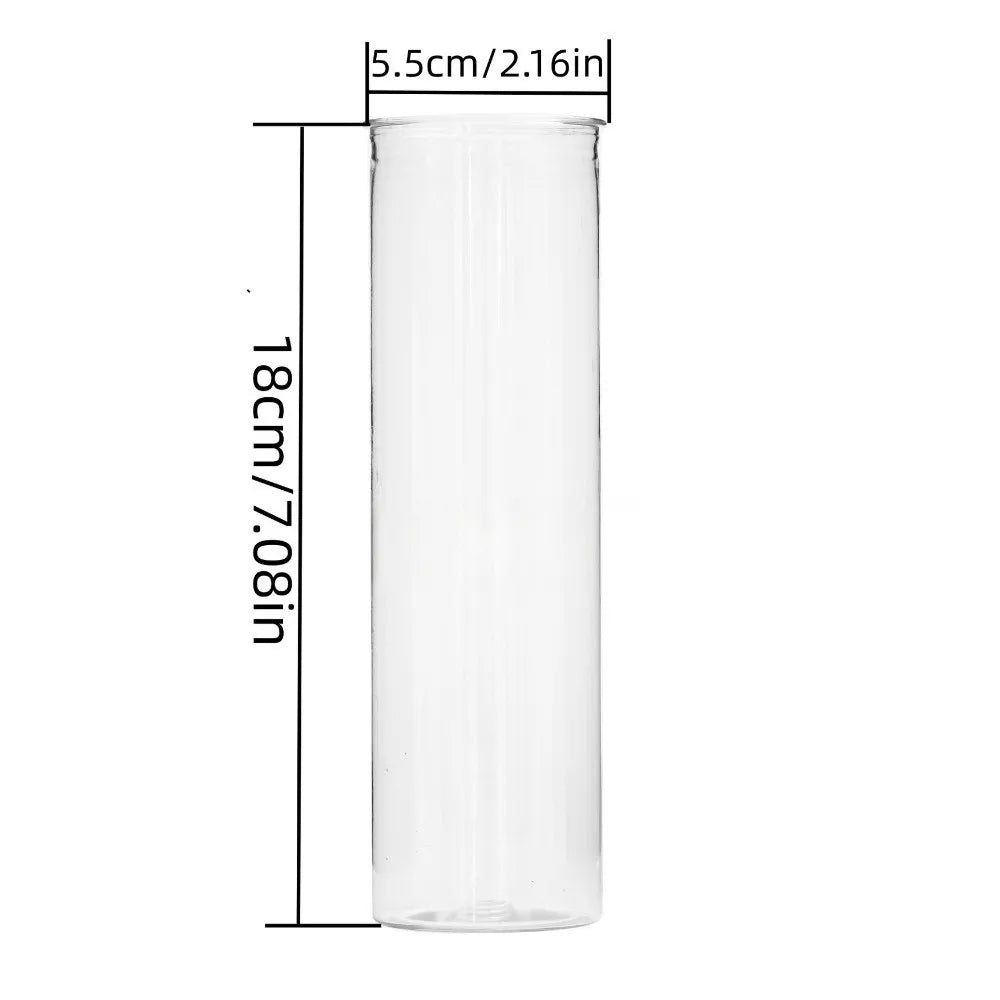 Plastic cylinder vase in use as flower arrangement vessel on table