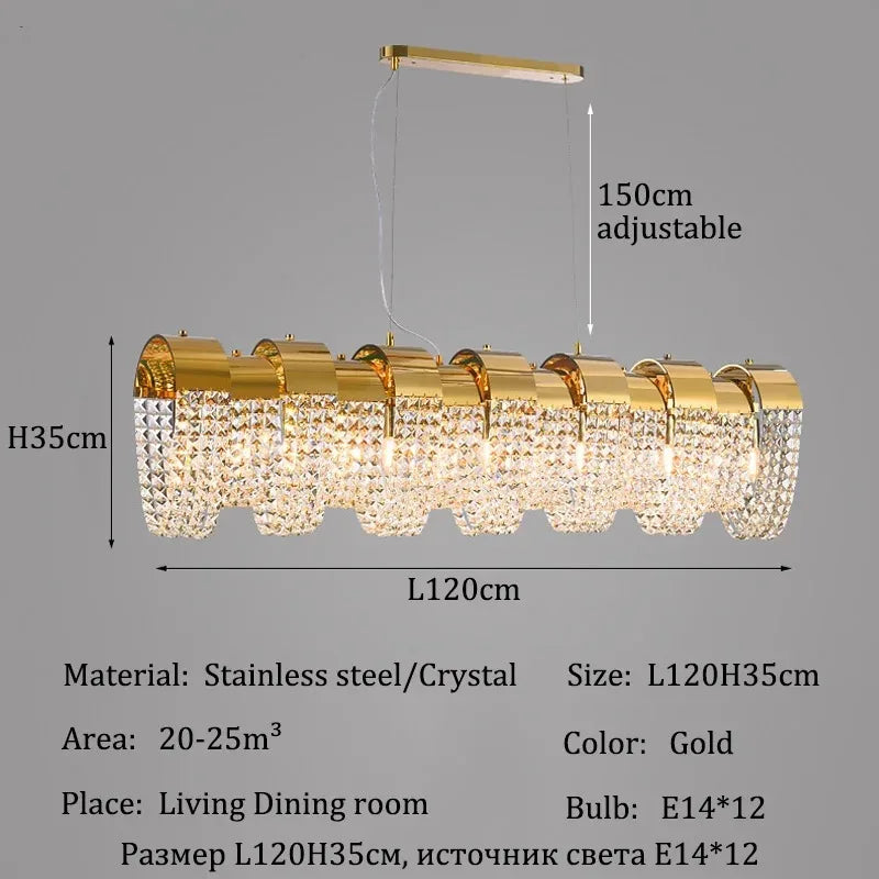 Profile B linear crystal chandelier spanning 31.5 in (80 cm)