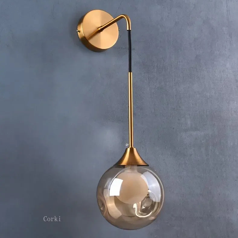 Modern Gold Glass Ball Wall Sconce