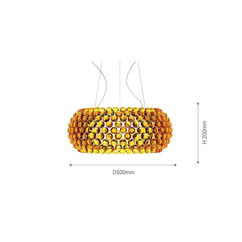 Beaded ceiling chandelier design R at 25.6 in (65 cm) diameter