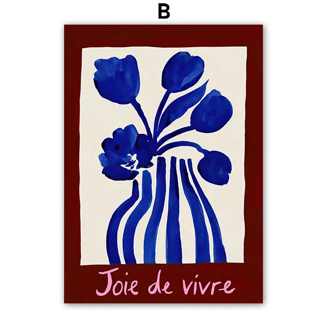 Abstract Floral Line Art Portrait Canvas Wall Art