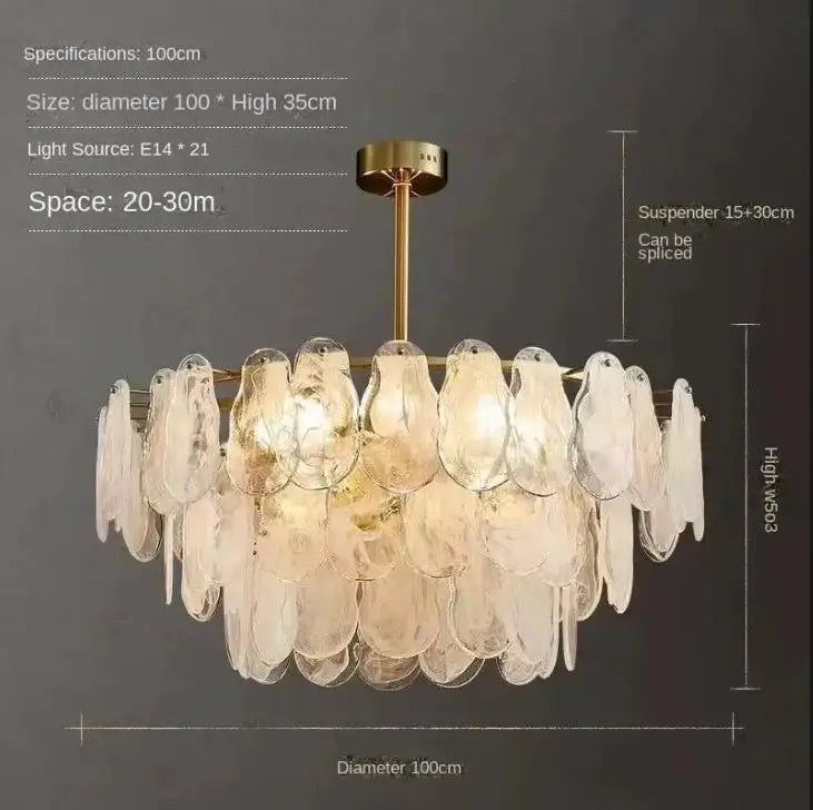 Large 39.4 in (100 cm) multilayer lantern crystal chandelier