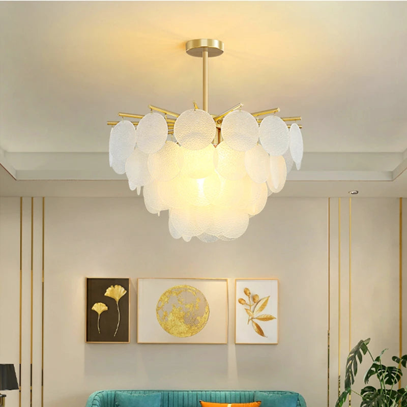 Translucent glass sphere chandelier at 23.6 in across, downward light