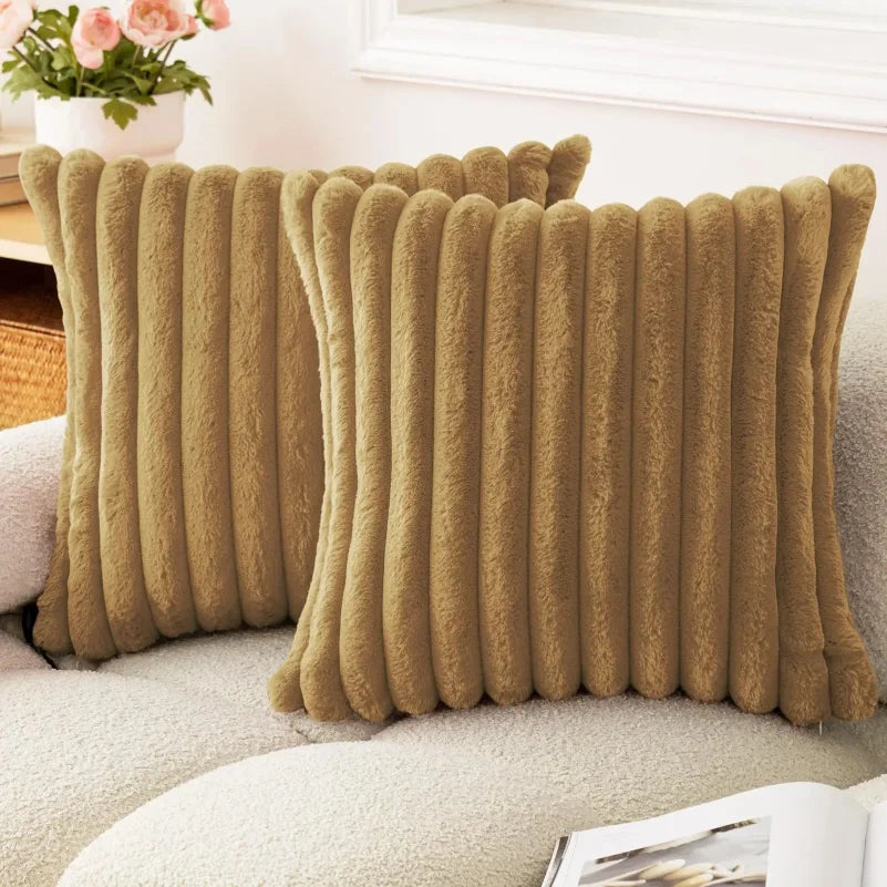 Woven Stripe Throw Pillow Cover — styling detail