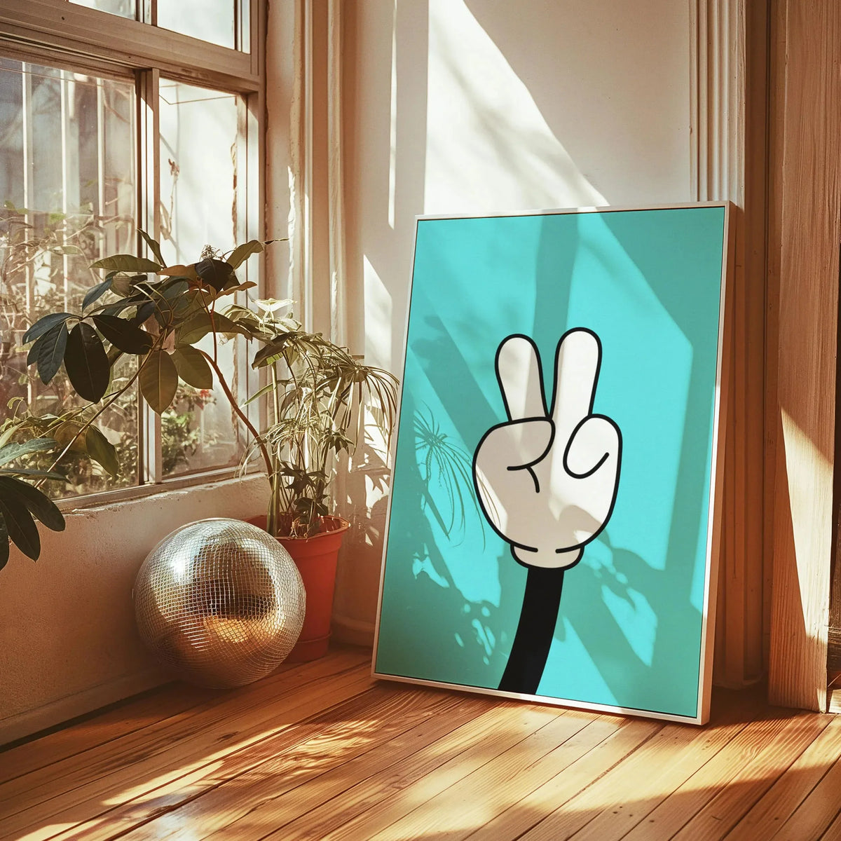 Retro Rock Hand Graphic Canvas Wall Art