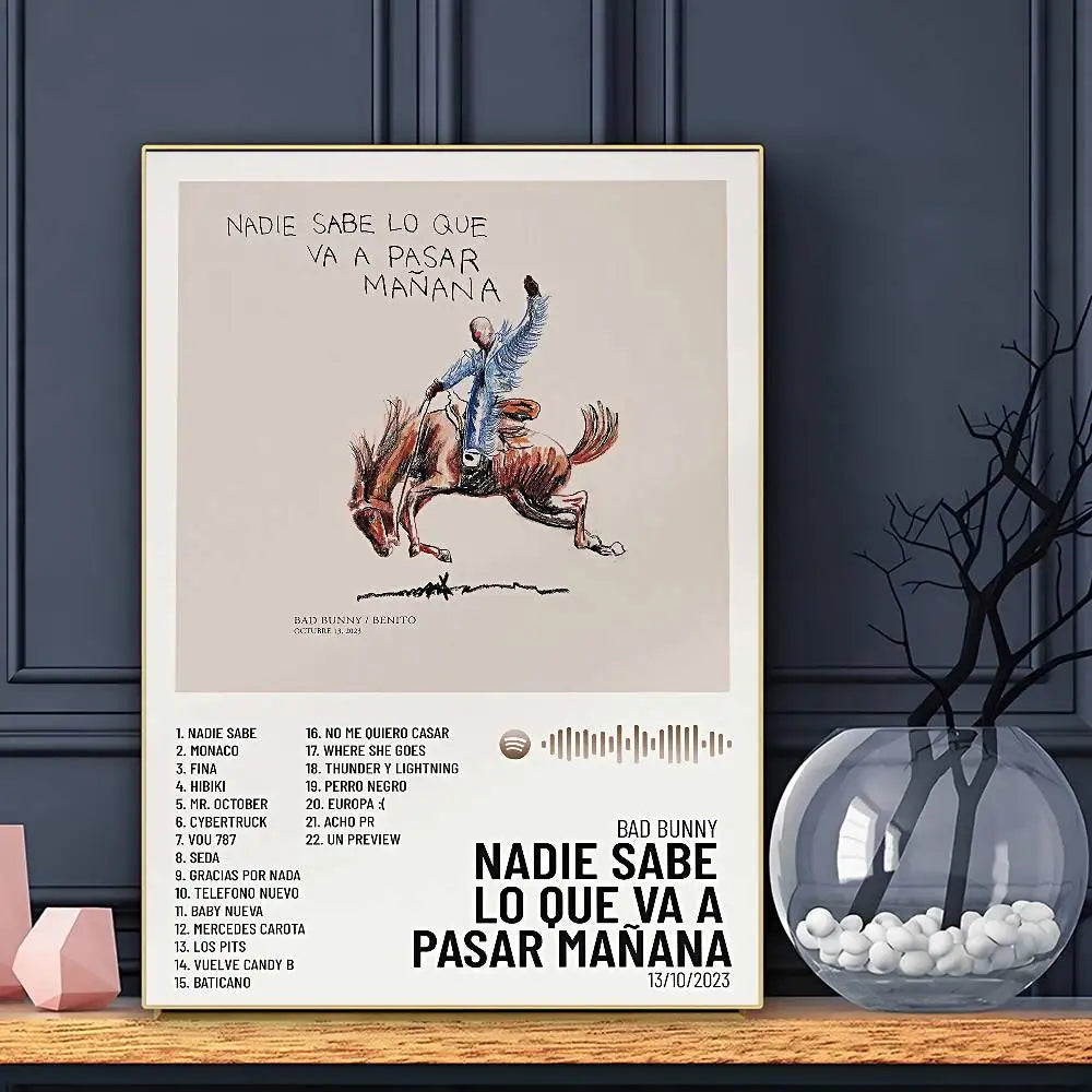 Bad Bunny Reggaeton Singer Canvas Wall Art Poster