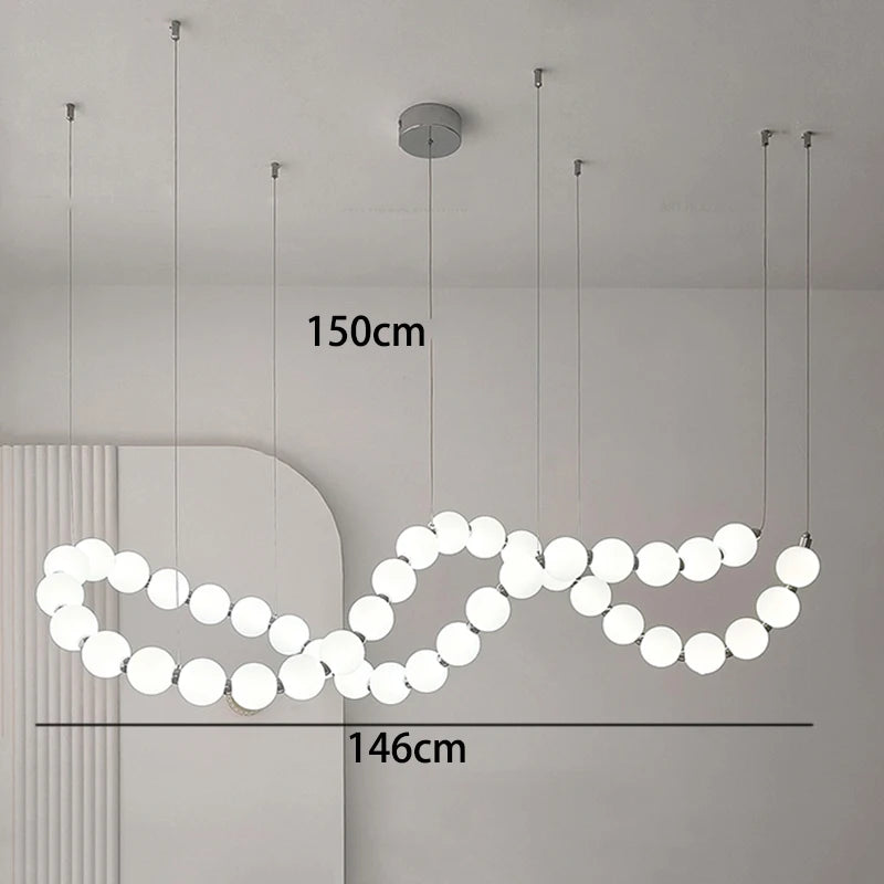 Silver strip chandelier at 39.4 in length on an adjustable cord