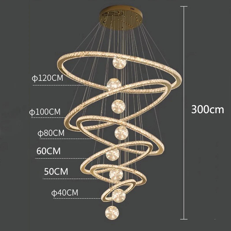 Crystal ring chandelier with remote dimming and touch on off control