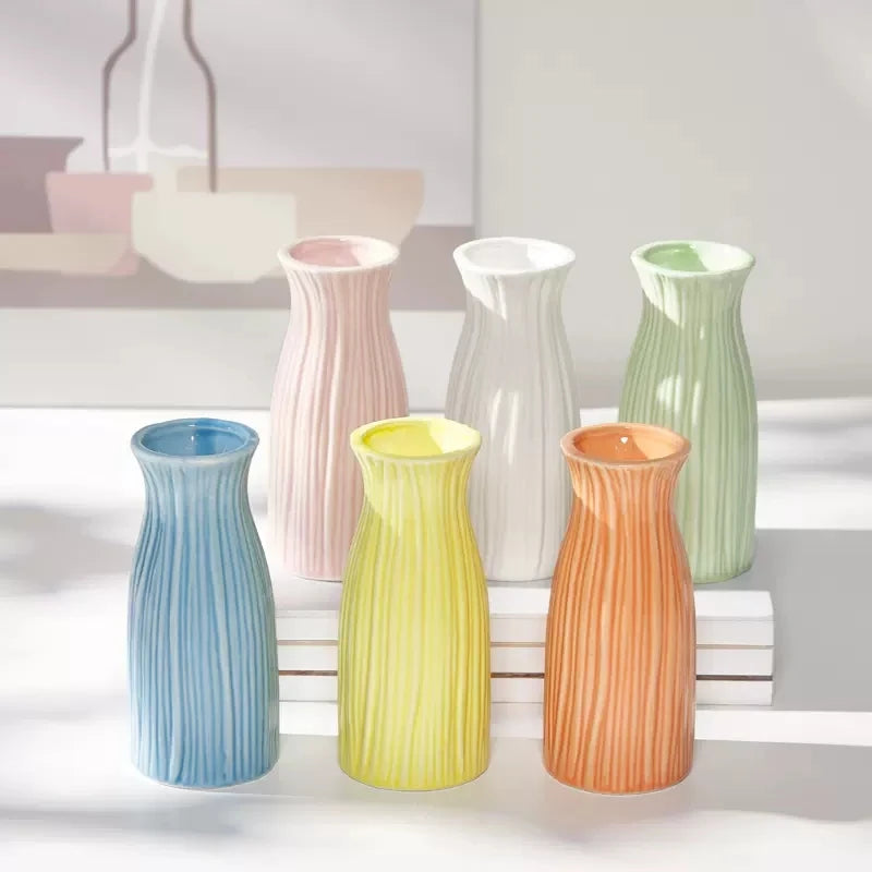 Mini ceramic decorative vase styled on Scandinavian shelf