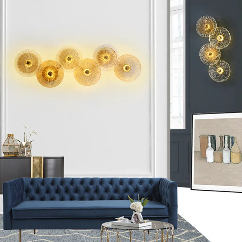 glass wall sconce, installed in a room interior setting