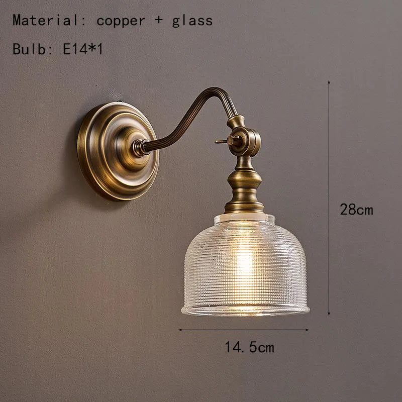 Antique Copper Clear Glass Wall Sconce