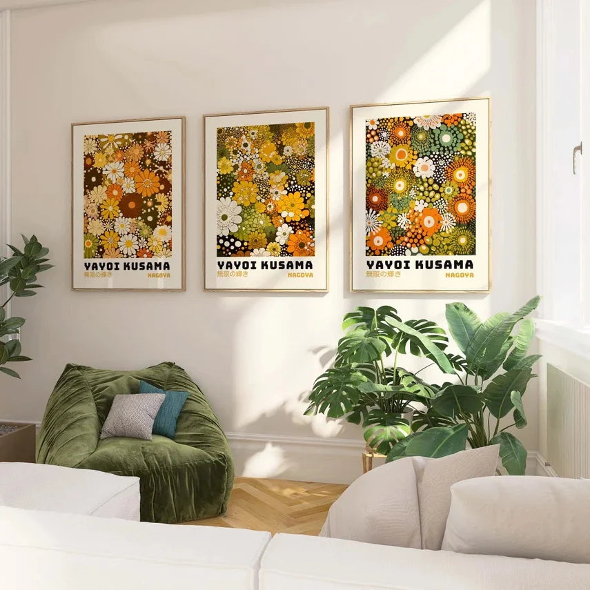 Yayoi Kusama Floral 3-Piece Canvas Wall Art Set