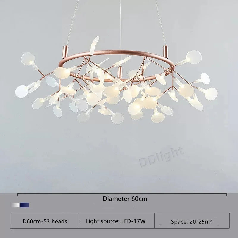Firefly chandelier with a 59.1 inch adjustable cable and included LEDs