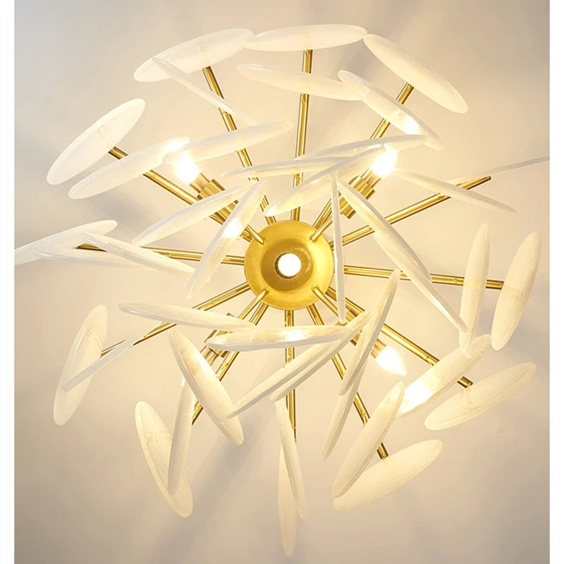 Glass globe cluster chandelier with E14 sockets, semi-flush mounted