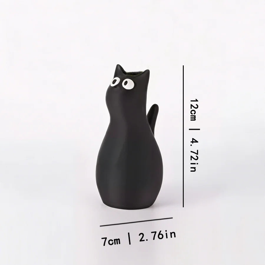 Cute cat shaped plastic vase sleek playful big eyes tabletop