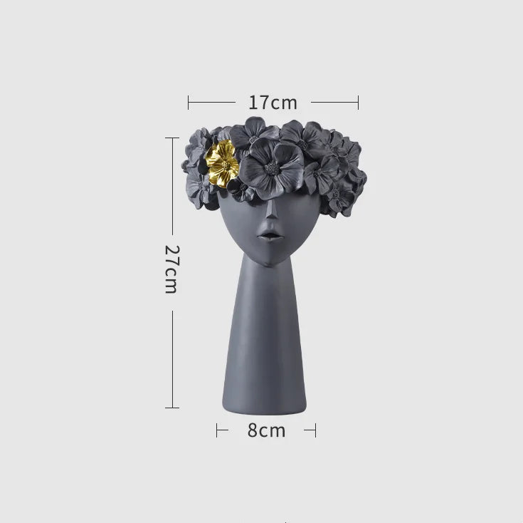 Nordic cute girl flower vase living room desktop décor