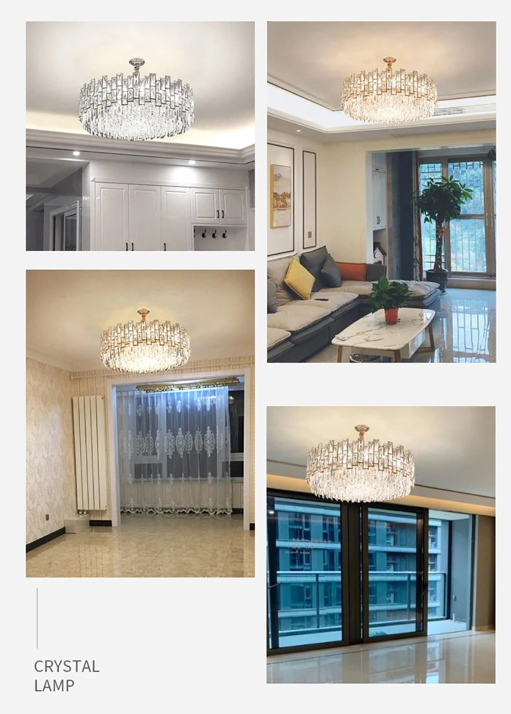 Oval crystal chandelier measuring 23.6 in (60 cm) across