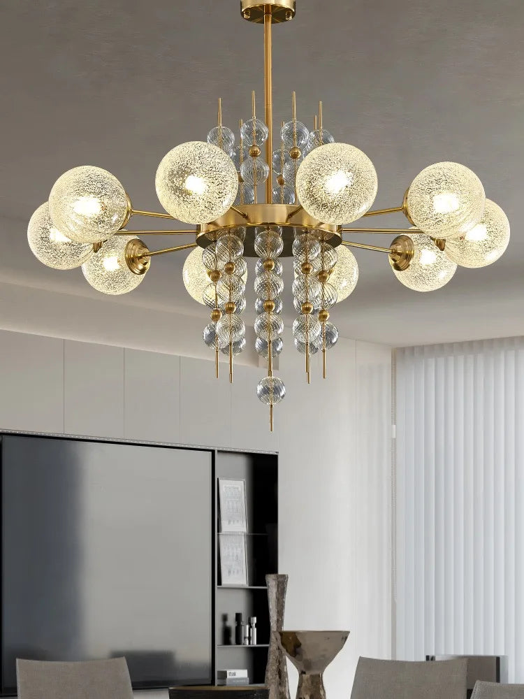 Six light matte glass bubble chandelier at 23.6 in (60 cm) diameter