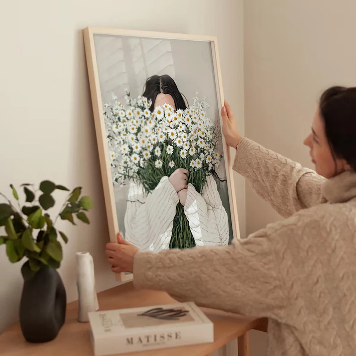 Japandi Abstract Female Portrait Canvas Wall Art