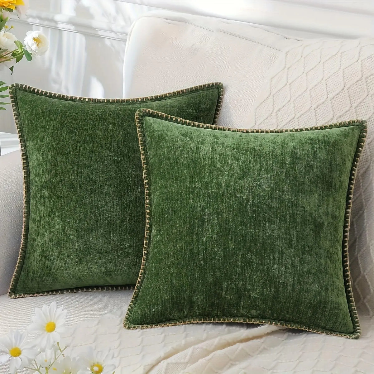Farmhouse Chenille Throw Pillow Cover