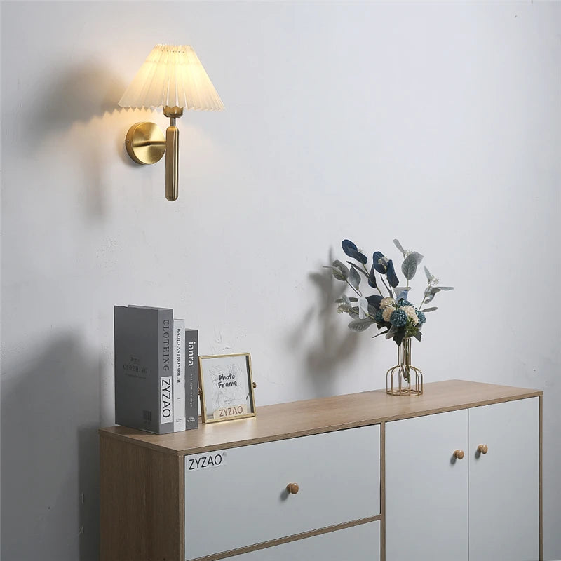 wall sconce, close-up of shade and hardware detail