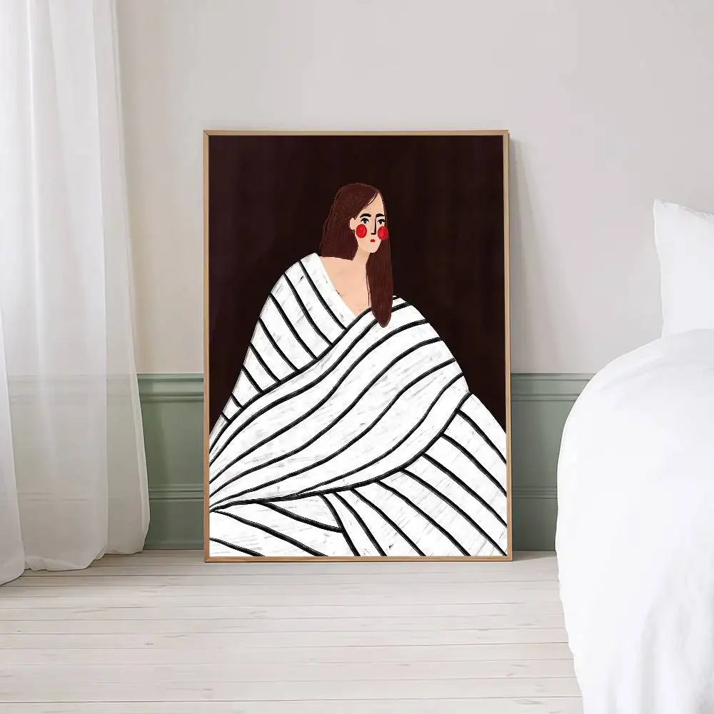 Abstract Line Art Curve Female Figure Canvas Wall Art