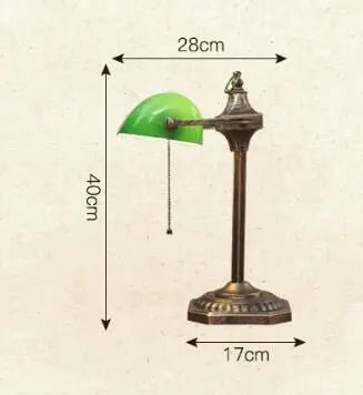 Vintage green Shanghai desk lamp switched off showing full form