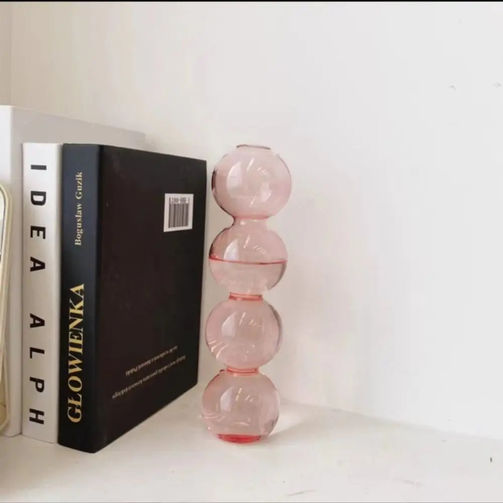 Clear glass small hydroponic vase showing roots growing in clean water on windowsill