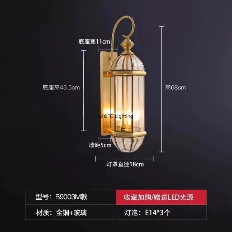 European Copper LED Outdoor Wall Sconce