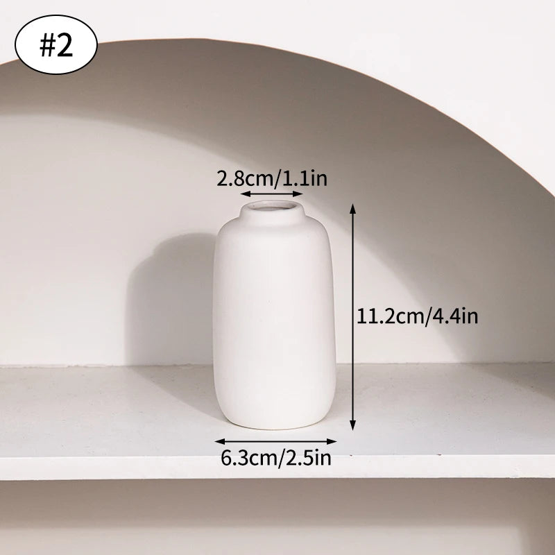 White Nordic Ceramic Flower Vase