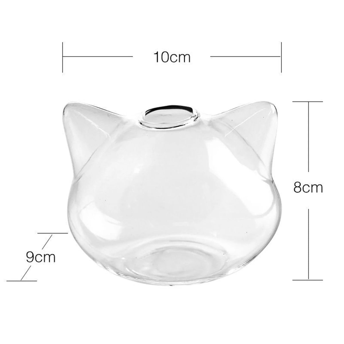 Pair of cat glass planters in two sizes displayed together on shelf