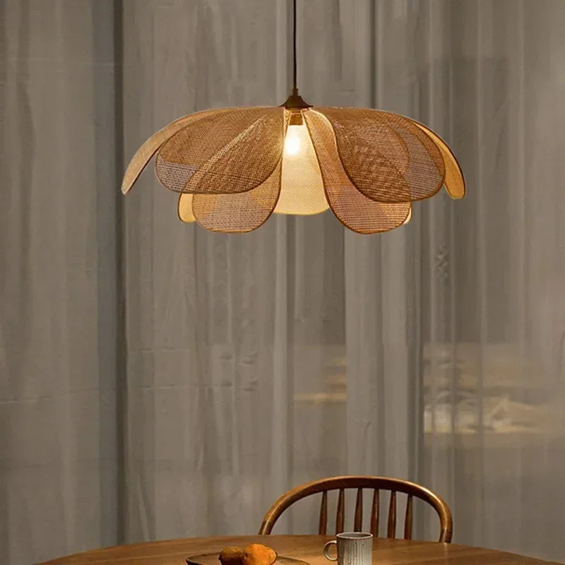Woven Rattan Petal Chandelier