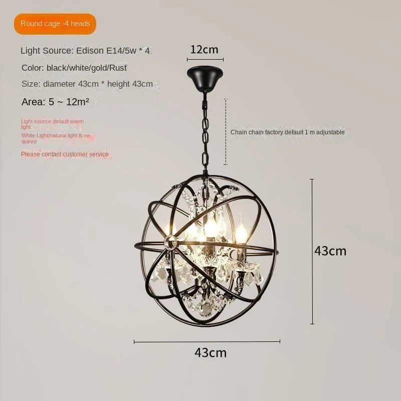 Wrought Iron Orb Chandelier
