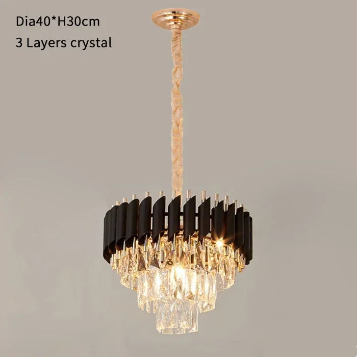 Black crystal ceiling chandelier with touch on off switch, assembly required