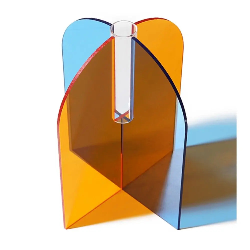 Geometric acrylic flower vase in rainbow colors for dried flowers