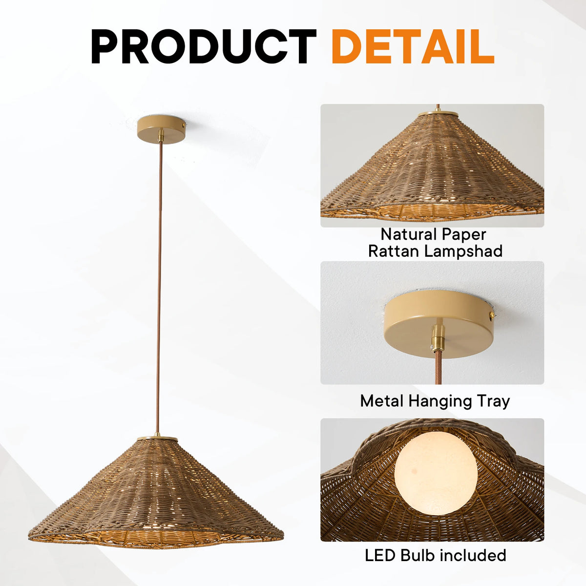 19in Wicker Pendant Light