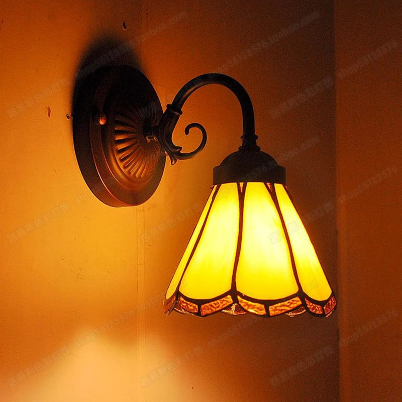 glass bathroom wall sconce, front view on white background