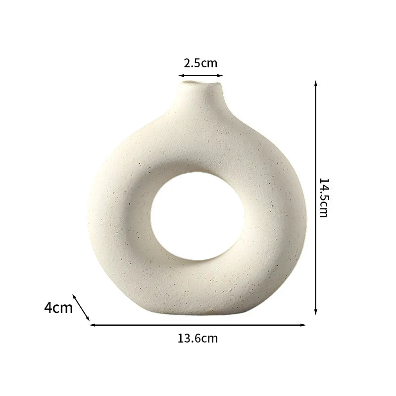 White Nordic Ceramic Flower Vase