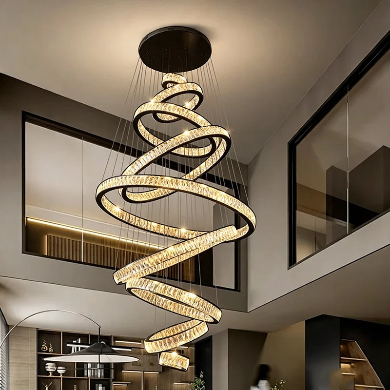 Silver crystal ring chandelier with an adjustable 137.8 in drop
