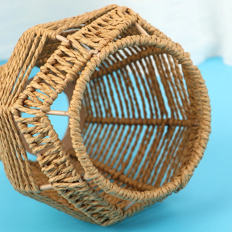 Wicker chandelier shade profile 03 shown unlit from the side