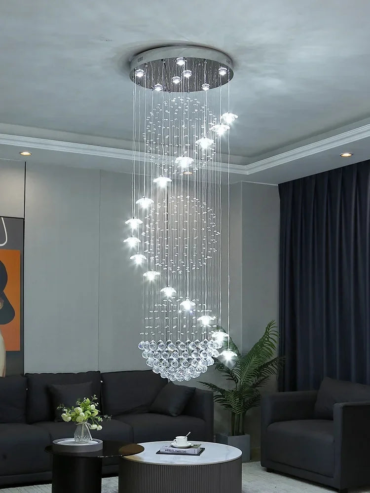 Sixteen flower crystal chandelier at 23.6 in (60 cm) wide in chrome