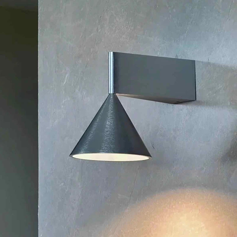aluminum wall sconce, side profile showing mounting depth