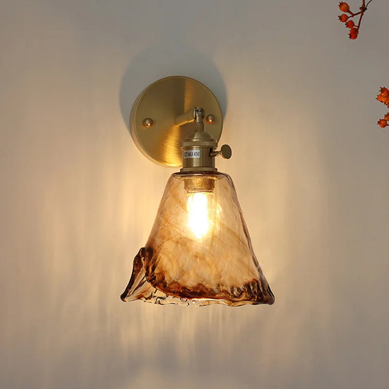 brass wall sconce, side profile showing mounting depth