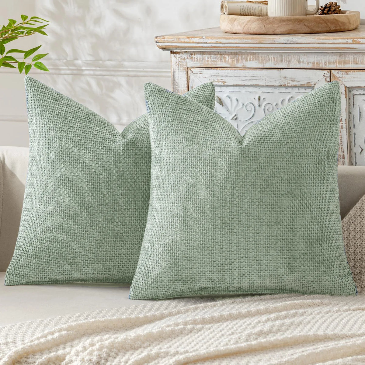Farmhouse Chenille Throw Pillow Cover