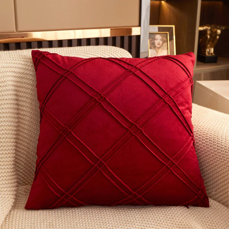 Geometric Velvet Throw Pillow Cover — styling detail